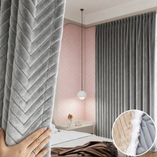 Jibenhome Schiebegardine Thermovorhang Verdunkelungsvorhang Plüsch Gesteppter Gardinen (1 St), Wärmeisolierend, Schallschutz, Kälteabweisend Vorhang Heimtextilien