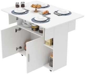 JEOBEST Esstisch Klappbarer Esstisch mit Ablage und Rollen, MDF, (Küchentisch, 1-St, Esstisch für 6 Personen) für Esszimmer und Küche