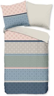 good morning Wendebettwäsche Vida, Renforcé, 2 teilig, 100% Baumwolle, Renforcé, Reißverschluss, Wendeoptik, blau, rosa