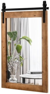 COSTWAY Dekospiegel, mit Holzrahmen und Metallhalterung, 76,5x56cm