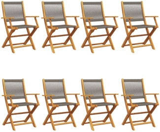 vidaXL Gartenstühle 8 Stk. Klappbar Grau Massivholz Akazie 3214570