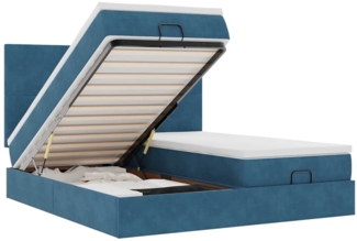 vidaXL Ottoman-Bett mit Matratzen & LEDs Dunkelblau 180x200 cm Samt 3314607