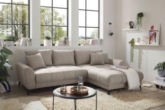 Sofa Bern von ED Exciting Design mit Schlaffunktion Farbe Sand, Bettkasten und Lumos Mikrofaserbezug