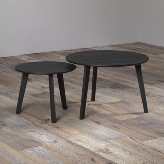 INOSIGN Couchtisch Ronda (Set, 2-St), Beistelltische mit Massivholzfüßen - Maße (B/T/H) 50-70/39-45/50-70 cm