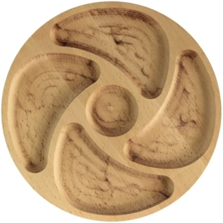 Ø25cm Servierplatte aus natürlichem Holz mit 5 geteilten Fächern, Servierteller von Vorspeisen, Käse und Snacks, Holzplatte Cheeseboard für Fleisch und Käse, Käseplatte, Cheese Board