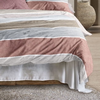 Irisette Easy Soft-Seersucker Bettwäsche 155x220 Streifen rostrot beige 8608-60