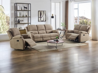 Vente-unique - Relaxsofa 3-Sitzer, 2-Sitzer & Relaxsessel - Mikrofaser - Taupe - BRODY