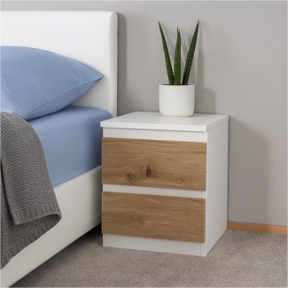 HTI-Living Nachtkommode Nachtkommode 2er Set Weiß-Artisaneiche (Set, 2 St, 2 Nachtkommoden), Nachtschrank Nachttisch