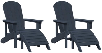 vidaXL Garten Lounge Möbel 2 pcs Marineblau 74 x 82 x 90cm Plastik 3335843