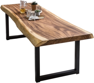 Tisch 250x90 cm, Platte Suarholz 80 mm, Gestell schwarz Holz