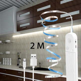 MUPOO LED Stripe Lichtstreifen Bewegungsmelder, USB-/Batteriebetrieben Streifen, 2 Modus, für Schrank,Theke