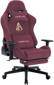 Ergonomischer Gaming Stuhl mit Fußstütze und Kopfkissen, Rot