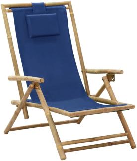 vidaXL Relaxstuhl Verstellbar Marineblau Bambus und Stoff 313025