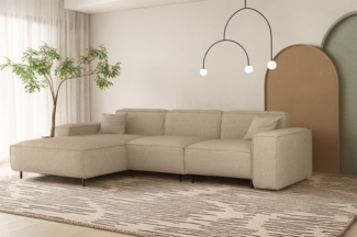 Ecksofa Designersofa GLORIA in Stoff Artico Beige Ottomane Links