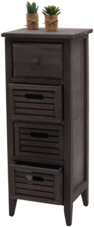Kommode T18, Schubladenschrank Schrank, 4 Schubladen, 74x30x25cm Shabby-Look Vintage ~ grau-braun