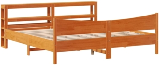 vidaXL Massivholzbett mit Kopfteil Wachsbraun 180x200 cm Kiefer 3306296