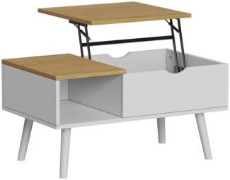 Couchtisch Stora Weiß/Eiche 76 x 45 cm mit Liftfunktion Vicco
