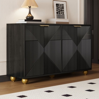 HAUSS SPOLE Sideboard mit vier geformten Türen, verstellbaren Innenböden, Metallgriffen (Kommode, Aufbewahrungsschrank mit großem Stauraum, 1 St, 4 Türen), mit vier geformten Türen, verstellbaren Innenböden