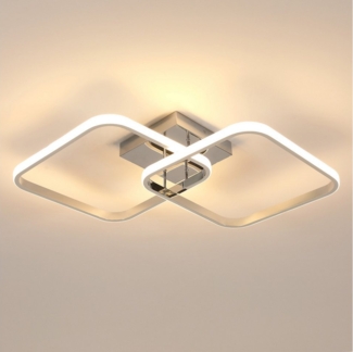 Goeco Deckenleuchte LED Deckenlampe aus Aluminium im Quadratdesign – Verchromt, LED Lichtquelle, Warmweiß, 42W 3000K, Ra=80