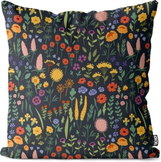 VOID Kissenbezug, (1 Stück), Blumenwiese geblümt Blumen Schwarz Blumenwiese geblümt Blumen Schwarz