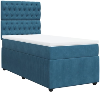 vidaXL Boxspringbett mit Matratze Dunkelblau 80x200 cm Samt 3292200