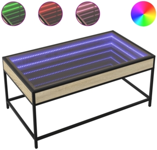 Couchtisch, Sofatisch mit Infinity-LED Sonoma-Eiche 90 x 50 x 41 cm