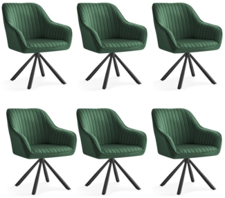 SONGMICS Esszimmerstuhl (6 St), Esszimmerstuhl, Küchenstuhl drehbar, Stahlbeine, mit Armlehnen