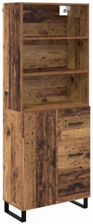 vidaXL Highboard Altholz 69,5 x 34 x 180 cm Engineered Wood und Glas 3415761