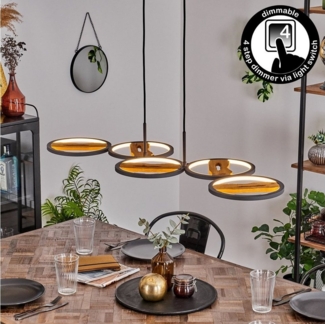 hofstein Pendelleuchte dimmbare Hängelampe aus Metall/Holz/Kunststoff in Schwarz/Weiß, LED fest integriert, 3000 Kelvin, Höhe max. 150 cm, 42 Watt, 5600 Lumen, dimmbar über Lichtschalter
