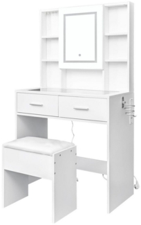 VINGLI Schminktisch Make up Tisch mit LED Spiegel, Schminktisch Set mit Steckdose