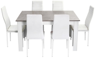 Mondeer Essgruppe Esszimmergruppe (Set, 7-tlg), mit 6 weiß Stühlen