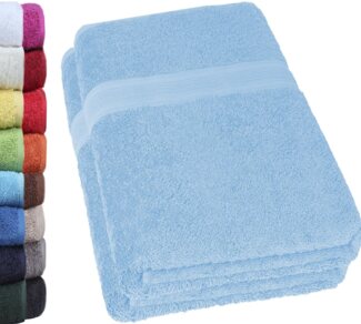 NatureMark Duschtücher 2er-Set Frottier Duschtücher 70x140 cm, 100% Baumwolle (2-St), Premium Qualität, DUSCHTUCH, Dusch-Handtuch, 70x140 cm, Hell blau