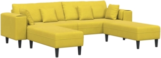 vidaXL Sofa mit Kissen 3 pcs Gelb Samt 3335178