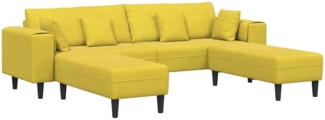 vidaXL Samt Sofa mit Kissen 3 pcs Gelb 208 cm Samt 3335178