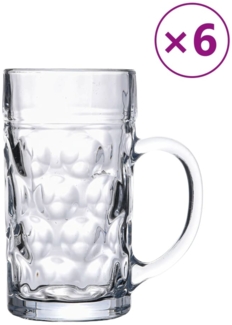 Bierkrüge mit Henkel Glas 6 Stk. 1000 ml