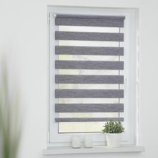Lichtblick Sonnenschutzsysteme GmbH Doppelrollo Askersund 100 cm x 150 cm (BxL) Dunkelgrau modernes Duo Rollo mit aufregenden Designs; Klemm- und schraubbar; Lichtdurchlässig und blickdicht