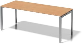 Cito Schreibtisch, 650-850 mm höheneinstellbares U-Gestell, 80 x 200 x 85 cm, Dekor buche, Gestell silber