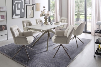 Sessel Esszimmerstühle RAFAELA 4-Fuß Armlehnen Microfaser creme