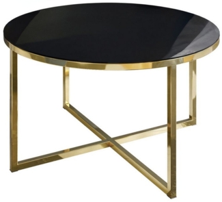 Lookway Couchtisch CIRI-X GLASS Runder Tisch mit goldenem Chromgestell (1 Tisch), Durchmesser: ⌀70 cm