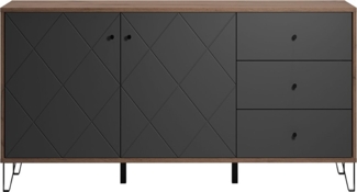 'Montez' Sideboard, MDF, Graphite grau und Eiche Kraft Gold, 183 x 76 x 40 cm
