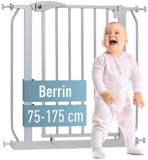 ib style Türschutzgitter Berrin Treppengitter 75-85cm Silber-grau, Sicherheitsgitter für Türen und Treppen, Ohne Bohren, Zum Klemmen