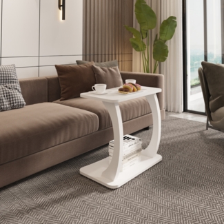 Beistelltisch Stattela C-förmig 59x35x56 cm Weiß [en. casa]