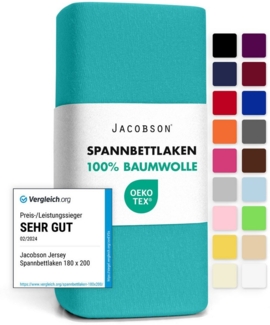 Jacobson Spannbettlaken aus 100% Baumwolle, Jersey Bettlaken 160 g/m², Spannbetttuch mit Gummizug, OEKO-TEX®, pflegeleicht, viele Farben