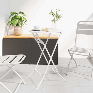 Gartentisch, Balkontisch, Beistelltisch Weiß 50 x 50 x 72 cm Metall