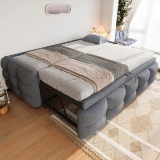 Flieks Daybett, Daybett Schlafsofa mit Ausziehbett 90/180x190 cm Teddy-Samt Bezug