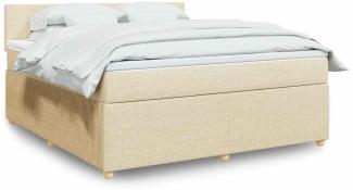 vidaXL Boxspringbett mit Matratze Creme 180x200 cm Stoff 3289833