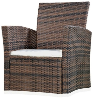 Melko Gartensessel Loungestuhl Sessel Polyrattan Braun Terrasse Hochlehner Gartensessel (Stück), Schraub-Ausgleich-Standfüße