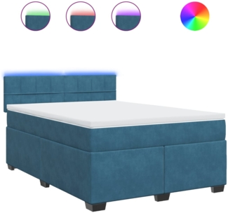 vidaXL Boxspringbett mit Matratze Blau 140x200 cm Samt 3288634