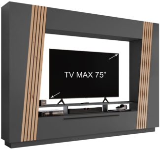 Mediawand Jacky 275x40x195 Grau/Artisan Eiche 10304