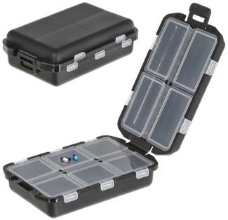 CEPEWA Pillendose Pillenbox 10 Fächer schwarz Kunststoff 10 x 3 x 6,5 cm Box zum Aufklappen